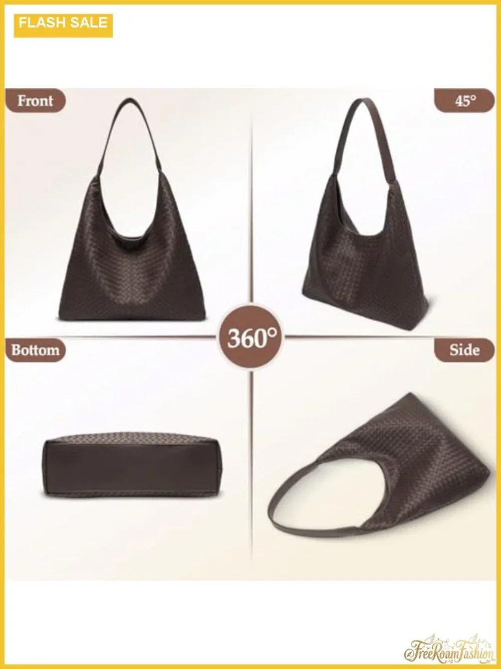 Woven Textured Vegan Leather Hobo Tote Bag Large Slouchy Purse for Women